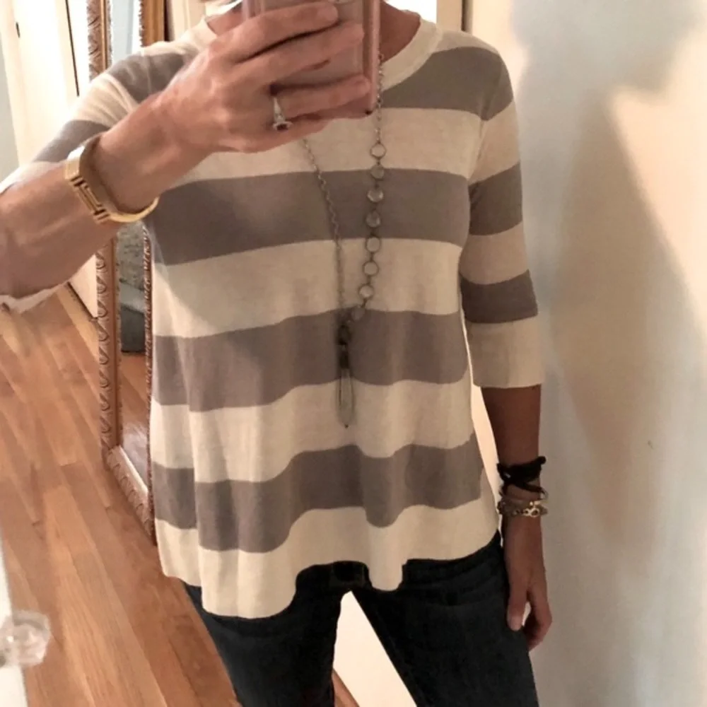 J. Crew Swingtime Striped Silk/Linen Pullover